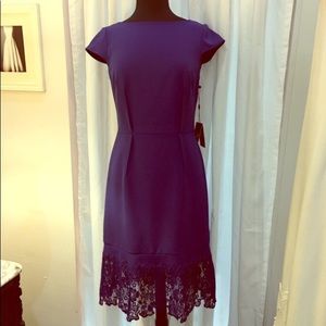 Adrianna Papell Deep Blue Cap Sleeve Midi Dress